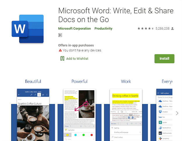 تطبيق Microsoft Word.