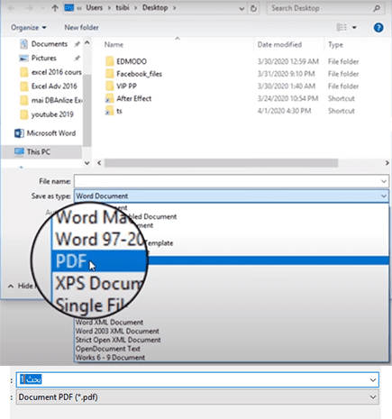 كيفية تحويل البحث إلى PDF عن طريق البرنامج الذي تستخدمه.