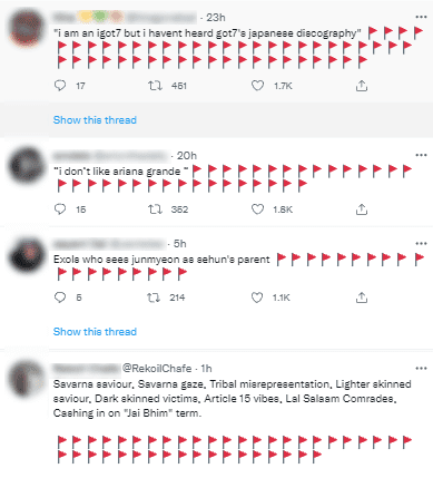 الجميع يستخدم اعلام حمراء على تويتر.