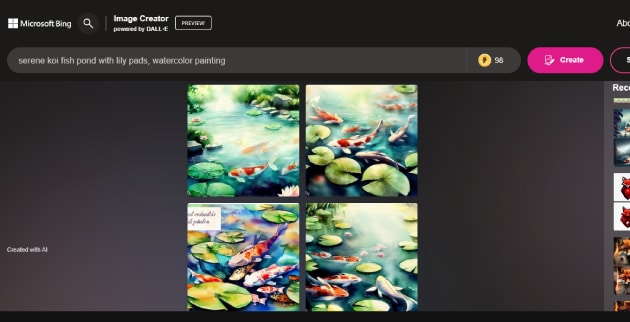 مثال عن ما يمكن لمنشئ Bing إنشائه.